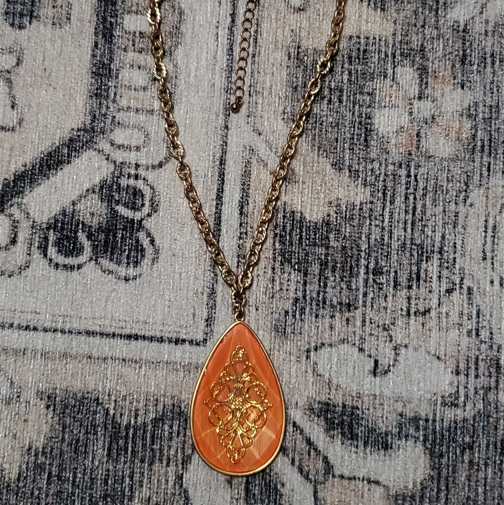Vintage  Gold and Orange Necklace